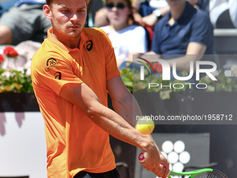 David Goffin in action during his match against Thomaz Bellucci - Internazionali BNL d'Italia 2017 on May 15, 2017 in Rome, Italy. (