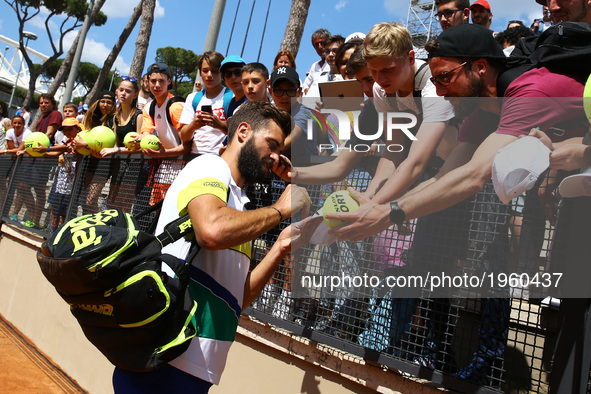 Benoit Paire (FRA) signing autographs on Day Three of The Internazionali BNL d'Italia 2017 at the Foro Italico on May 16, 2017 in Rome, Ital...