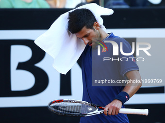 Novak Djokovic (SBR) during his second round match against Aljaz Bedene of Great Britain in The Internazionali BNL d'Italia 2017 at Foro Ita...