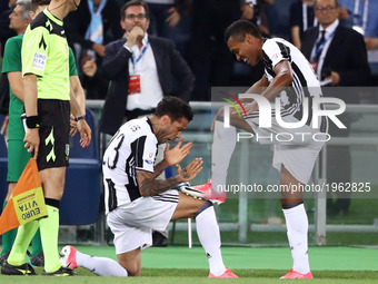Italian Tim Cup FInal Lazio v Juventus
Daniel Alves of Juventus greeting Alex Sandro of Juventus for the goal pass on the goal of 1-0 at Ol...
