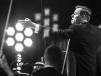 Abel Korzeniowski conductes an orchestra during 'The Music of Abel Korzeniowski' concert in ICE Congress Centre at 10. edition of the annual...