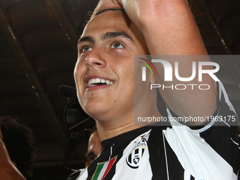 Juventus forward Paulo Dybala (21) celebrates victory after the Coppa Italia final football match JUVENTUS - LAZIO on 17/05/2017 at the Stad...
