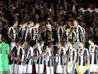 Juventus team celebrates victory after the Coppa Italia final football match JUVENTUS - LAZIO on 17/05/2017 at the Stadio Olimpico in Rome,...