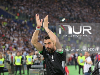 Gianluigi Buffon (Juventus FC) before  the Italian Cup final between Juventus FC and SS Lazio at Olympic Stadium on may 17, 2017 in Rome, It...