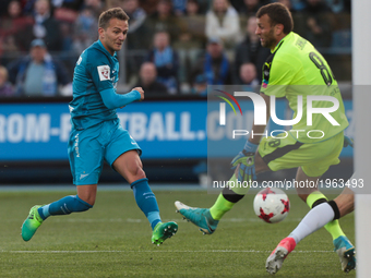 Domenico Criscito (L) of FC Zenit during the Russian Football League match between FC Zenit St. Petersburg and FC Krasnodar at Petrovsky Sta...