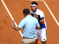 Tennis ATP Internazionali d'Italia BNL Third Round
A discussion between Fabio Fogging (ITA) and the referee Mohamed Lahyani at Foro Italico...