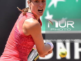 Johanna Konta in action during his match against Venus Williams - Internazionali BNL d'Italia 2017 on May 16, 2017 in Rome, Italy. (