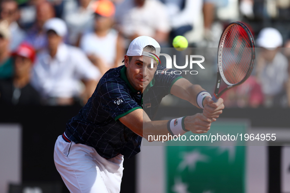 John Isner (USA) in action during the men's third round match on Day Five of the Internazionali BNL d'Italia 2017 at the Foro Italico on May...