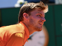 David Goffin in action during his match against Thomaz Bellucci - Internazionali BNL d'Italia 2017 on May 15, 2017 in Rome, Italy. (