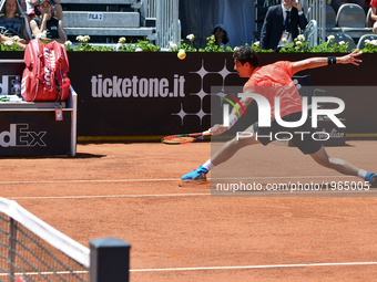 Thomaz Bellucci in action during his match against David Goffin - Internazionali BNL d'Italia 2017 on May 15, 2017 in Rome, Italy. (