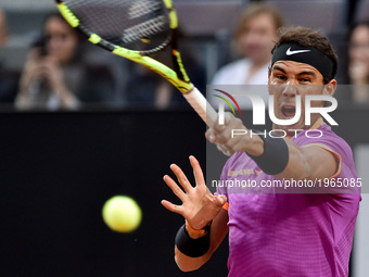 Rafael Nadal (ESP) in action against Jack Sock (USA) during the ATP World Tour Masters 1000 Internazionali BNL D'Italia at the Foro Italico,...