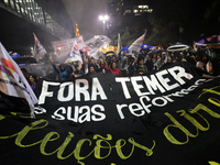 People protest against the president of Brasil, Michael Temer, at the Paulista avenue, at Sao Paulo, Brazil, on 18 My 2017. Temer was record...