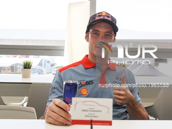 Thierry Neuville during the quick interviews of WRC Vodafone Rally de Portugal 2017, at Matosinhos in Portugal on May 18, 2017. (