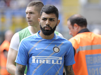 Gabriel Barbosa of Inter player in the bench before the Serie A match between FC Internazionale and US Sassuolo at Stadio Giuseppe Meazza on...