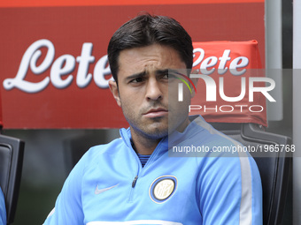 Eder of Inter player in the bench before the Serie A match between FC Internazionale and US Sassuolo at Stadio Giuseppe Meazza on May 14, 20...