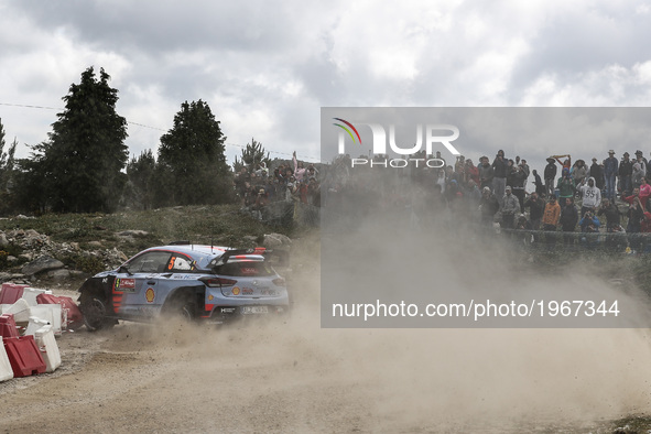 Thierry Neuville and Nicolas Gilsoul in Hyundai i20 Coupe WRC of Hyundai Motorsport in action during the SS2 Viana do Castelo of WRC Vodafon...