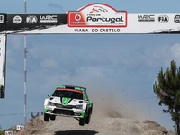 Andreas Mikkelsen and Anders Jaeger Synnevaag in Skoda Fabia RS of Skoda Motorsport in action during the SS2 Viana do Castelo of WRC Vodafon...