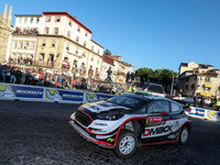 Elfyn Evans and Craig Parry in Ford Fiesta WRC of M-Sport World Rally Team in action during the SS8 Braga Street Stage of WRC Vodafone Rally...