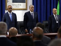 Prime Minister Abdelmalek Sellal (C) attends graduation ceremony for 40 students of the National School of Administration (ENA) in Algiers,...