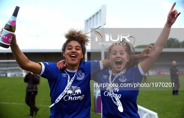 L-R Gabby George and Georgia Brougham  celebrates 
after Women's Super League 2 Spring Series match between London Bees against Everton Ladi...