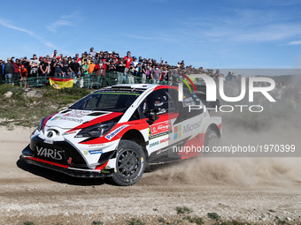 Esapekka Lappi and Janne Ferm in Toyota Yaris WRC of Toyota Gazoo Racing WRT in action during the SS10 Vieira do Minho of WRC Vodafone Rally...
