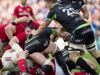 Munster and Ospreys players in action during the Guinness PRO12 Semi-Final match between Munster Rugby and Ospreys at Thomond Park Stadium i...
