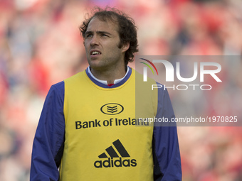 Duncan Williams of Munster during the warm-up before the Guinness PRO12 Semi-Final match between Munster Rugby and Ospreys at Thomond Park S...