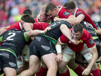 Munster and Ospreys players pictured in action during the Guinness PRO12 Semi-Final match between Munster Rugby and Ospreys at Thomond Park...