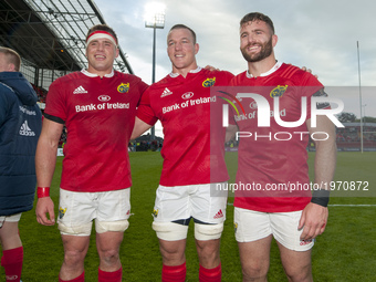CJ Stander, Jean Deysel and Jaco Taute of Munster pictured after the Guinness PRO12 Semi-Final match between Munster Rugby and Ospreys at Th...