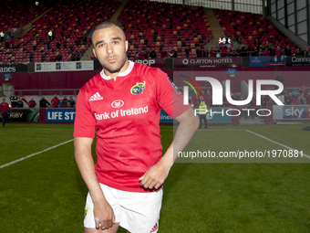 Simon Zebo of Munster pictured after the Guinness PRO12 Semi-Final match between Munster Rugby and Ospreys at Thomond Park Stadium in Limeri...