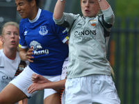 L-R Gabby George of Everton Ladies and Sophie Harris of London Bees during Women's Super League 2 Spring Series match between London Bees ag...