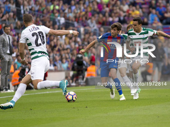 Sergi Roberto, during the Liga match betwen FC Barcelona and SD Eibar at Camp Nou stadium in Barcelona, Spain on May 21, 2017 (
