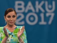 Azerbaijan's Vice President and First Lady Mehriban Aliyeva attends the Women's Wrestling event at the Baku 2017 4th Islamic Solidarity Game...