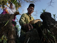  Javanese follows Nyadran ritual at Sewu Cemetery, Yogyakarta, Indonesia on May 22, 2017. Nyadran ritual is a tradition to clean up and pray...