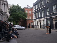  The Prime Minister, Theresa May, is pictured while speaks to the media at Downing Street, following the Manchester terror attack, London on...