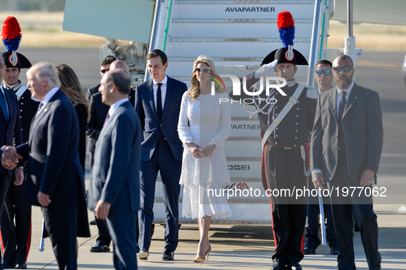 Jared Kushner, senior White House adviser, and Ivanka Trump, assistant to U.S. President Donald Trump in Airport Fiumicino in  Rome on may 2...