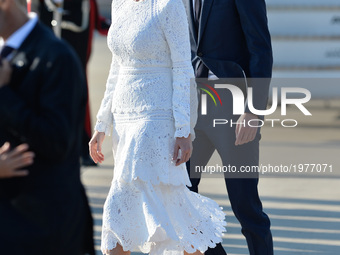 Ivanka Trump, daughter of US President Donald Trump, her husband Jared Kushner, senior adviser to Trump arrive at Rome's Fiumicino Airport o...