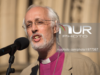 David Walker, Bishop of Manchester, speaks at the vigil service for the victims of the Manchester Arena explosion in Manchester, United King...