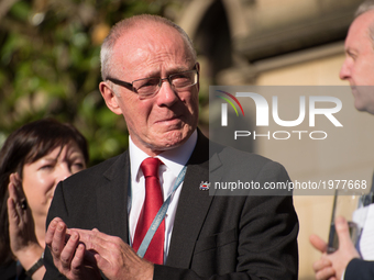 Sir Richard Leese, leader of Manchester City Council, attends the vigil service for the victims of the Manchester Arena explosion in Manches...