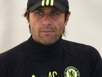 Chelsea manager Antonio Conte 
during FA Cup Final Media Day at Cobham Training Ground on 24 May, 2017 at Stoke D'Abernon Cobham, England. (
