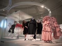 Rei Kawakubo of Comme Des Garçons collaboration with Maison Balenciaga for AW16 of the very first ever UK exhibition of the fashion designer...