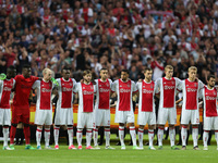 Players of Ajax Amsterdam pose for a team picture prior to the UEFA Europa League final football match Ajax Amsterdam v Manchester United on...