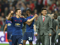 Manchester United Team celebrate during the UEFA Europa League Final match between Ajax and Manchester United at Friends Arena on May 24, 20...