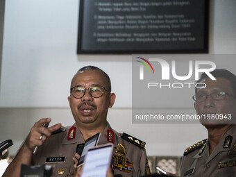 Indonesian Police held press conference at Indonesian Police Public Relation Office – Trunjoyo – South Jakarta, on May 25, 2017. The dual su...