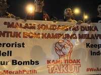 Solidarity Merah Putih staged a candle and flower scheme at the explosion location of Kampung Melayu Terminal, Jakarta, Thursday May 25,2017...