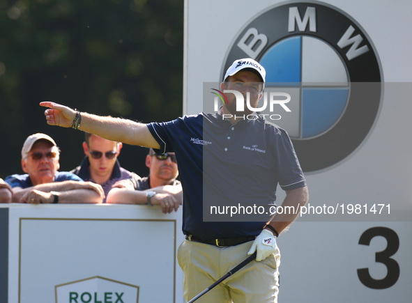  Shane Lowry of Ireland 
during 1st Round for the 2017 BMW PGA Championship on the west Course at Wentworth on May 25, 2017 in Virginia Wate...