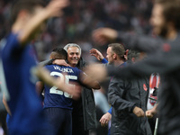 Manager Jose Mourinho of Manchester United celebrates with Valencia after the UEFA Europa League Final match between Manchester United and A...