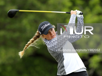 Bronte Law of Stockport, England tees off on the 11th tee during the first round of the LPGA Volvik Championship at Travis Pointe Country Cl...