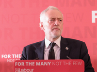 Labour Party leader, Jeremy Corbyn MP gives a speech in London, on May 26, 2017 about the recent bombings in Manchester. Corbyn laid out wha...