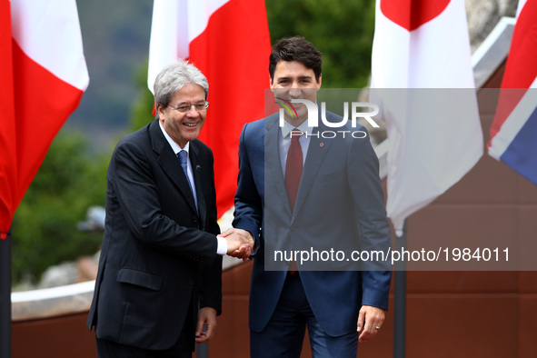 G7 Summit 2017 in Italy
The italian Prime Minister Paolo Gentiloni with the Canada Prime Minister Justin Trudeau during the welcome ceremon...